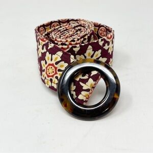VERA BRADLEY Women’s Medallion Print Purple Yellow Cloth Belt Tortoise Buckle OS